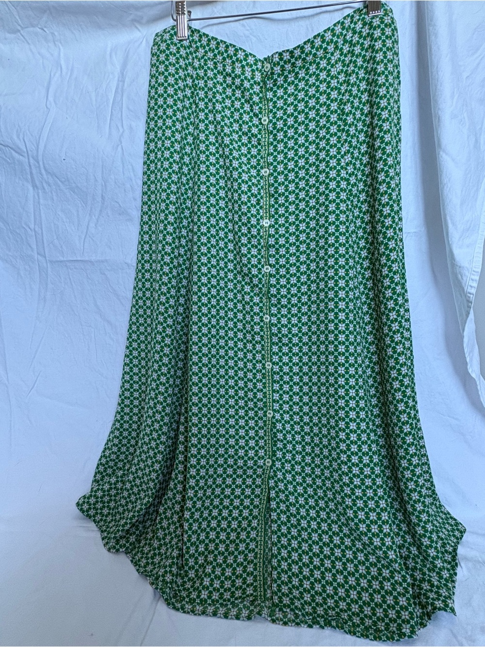 Max Studio Floral Faux Button Front Skirt Green Size L